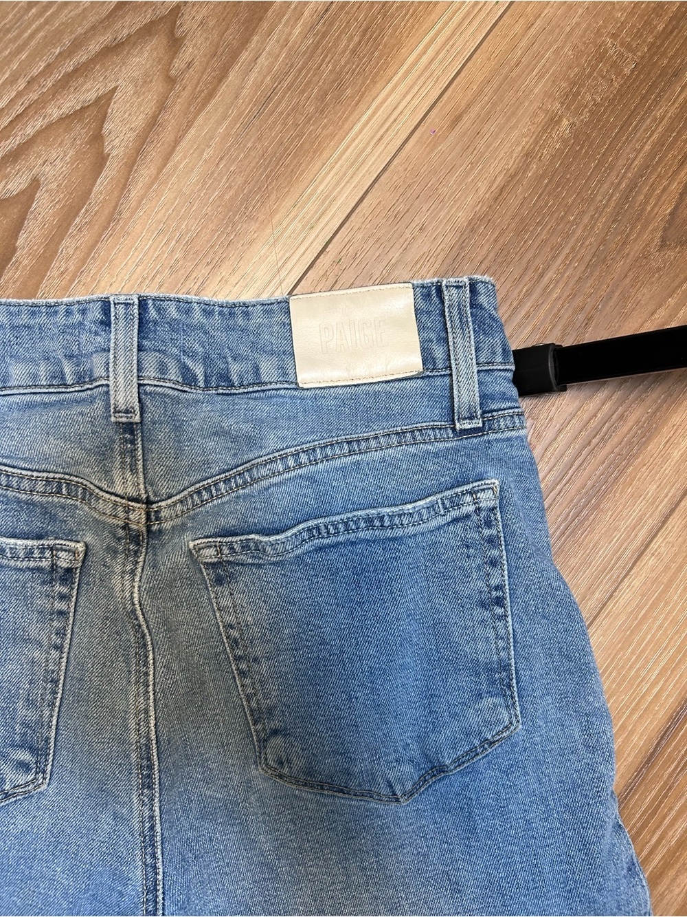 Paige Sasha wide leg jeans blue raw hem size 27 high rise medium wash revolve - Picture 8 of 11